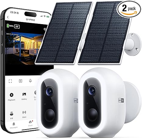 Laview 2K Solar Security Cameras Wireless Outdoor, Rechargeable Battery Wifi Cameras for Home Security with Spotlight Color Night Vision,Siren Alarm,AI Human Detection,IP65,2-Way Talk,Cloud/SD Storage